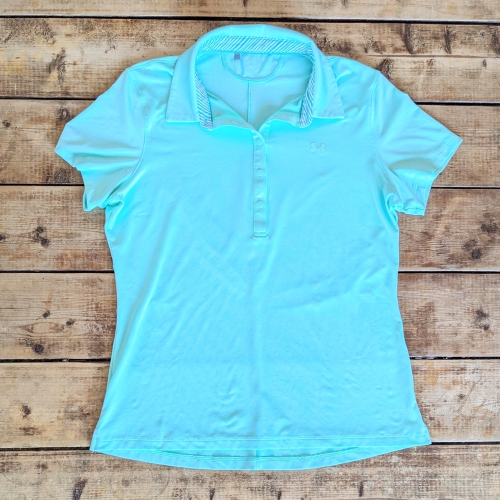 Under Armour Mint Green HeatGear Athletic Polo Shirt Women’s Golf Tennis